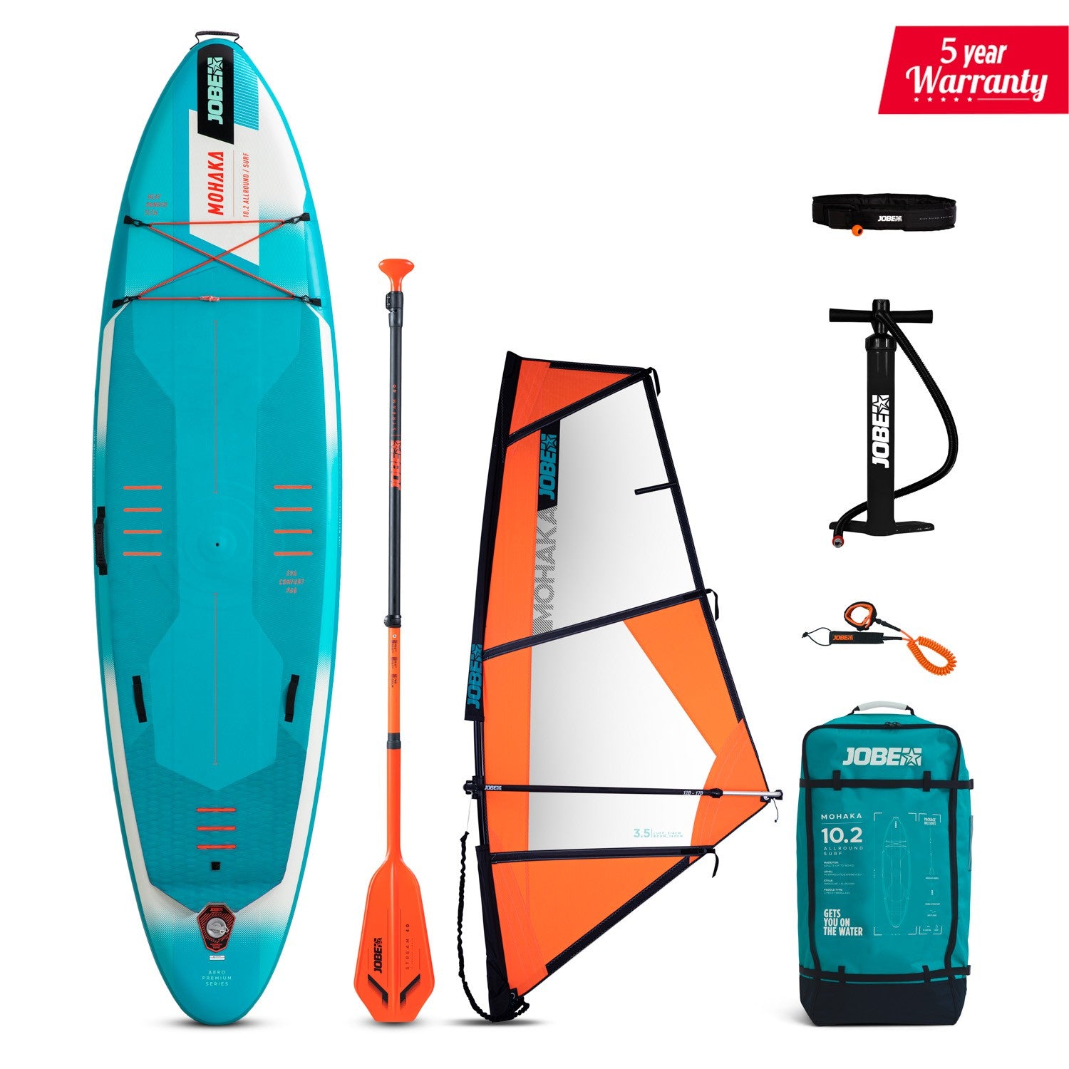 Jobe Mohaka 10.2 Inflatable Paddle Board + SUP Sail 3.5 m2 Package - Jobe Sports Australia
